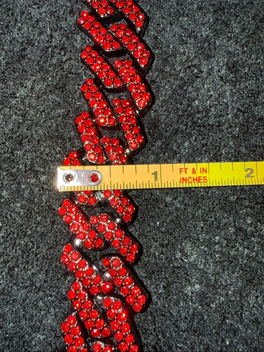 Men's Red Crystal Cuban Link chain - Sparkling Statement Jewelry